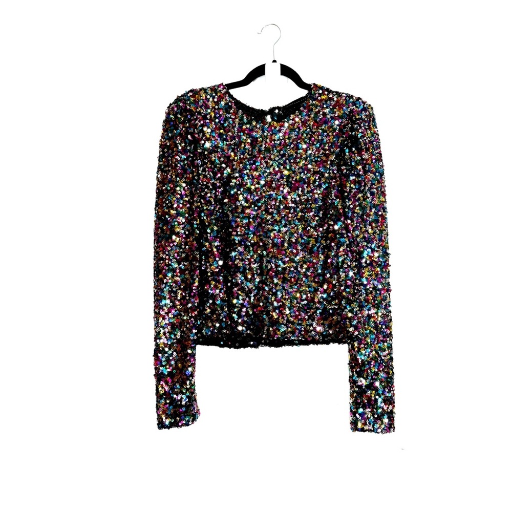 Endless Rose Blouse Sequin Long Sleeve Party - Picture 2 of 12